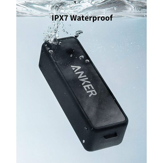 Anker SoundCore 2 Bluetooth Lautsprecher, Enormer Bass mit Dualen Bass-Treibern, 24h Akku, Verbesserter IPX7 Wasserschutz, Kabelloser Lautsprecher(Generalüberholt)