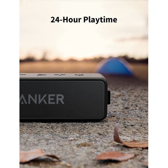 Anker SoundCore 2 Bluetooth Lautsprecher, Enormer Bass mit Dualen Bass-Treibern, 24h Akku, Verbesserter IPX7 Wasserschutz, Kabelloser Lautsprecher(Generalüberholt)