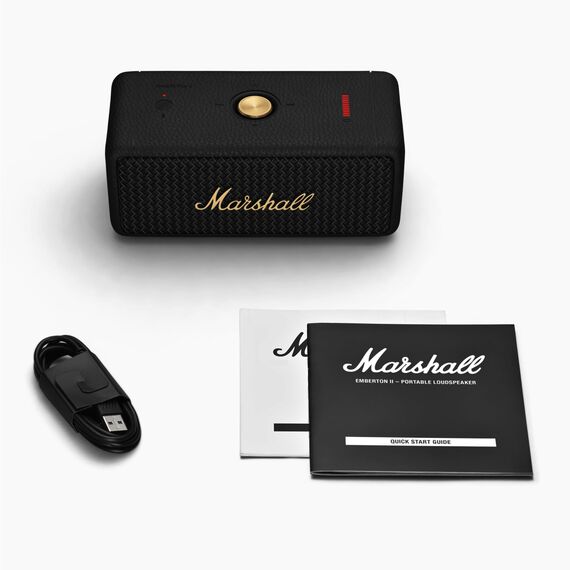 Marshall Emberton II Bluetooth Tragbarer Lautsprecher, Kabelloser, Wasserabweisend - Schwarz und Messing