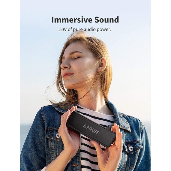 Anker SoundCore 2 Bluetooth Lautsprecher, Enormer Bass mit Dualen Bass-Treibern, 24h Akku, Verbesserter IPX7 Wasserschutz, Kabelloser Lautsprecher(Generalüberholt)