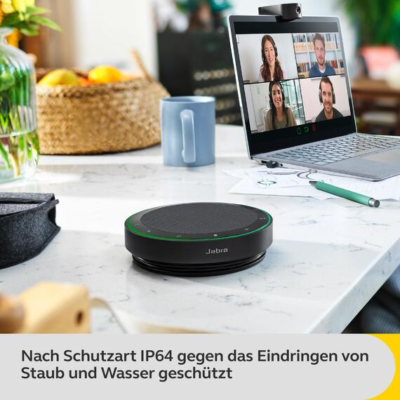 Jabra Speak2 75 Kabellose Bluetooth-Freisprecheinrichtung für Arbeit und Musik - 4 Mikrofone, 65-mm-Lautsprecher - Neue Kopplungsfunktion, USB-C-Adapter, Google Meet, Dunkelgrau