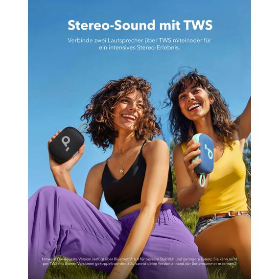 soundcore Select 4 Go Bluetooth Lautsprecher von Anker, portabler Mini-Lautsprecher Dusche, 20h Spielzeit, IP67 Wasser- und staubfest, schwimmfähig, kraftvoller Sound, für drinnen, draußen & Wandern
