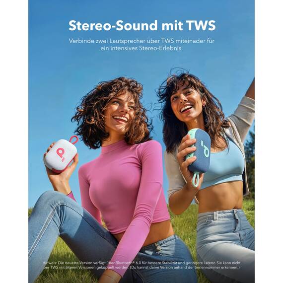 soundcore Select 4 Go Bluetooth Lautsprecher, ultraportabel, bis zu 20h Wiedergabe, IP67 Wasser- und Staubschutz, schwimmfähig, kraftvoller Sound, für drinnen und draußen, Wandern und Radfahren