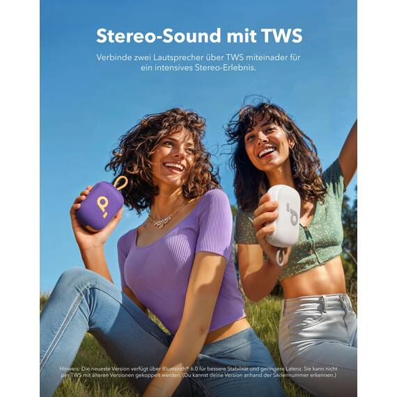 soundcore Select 4 Go Bluetooth Lautsprecher, ultraportabel, bis zu 20h Wiedergabe, IP67 Wasser- und Staubschutz, schwimmfähig, kraftvoller Sound, für drinnen und draußen, Wandern und Radfahren