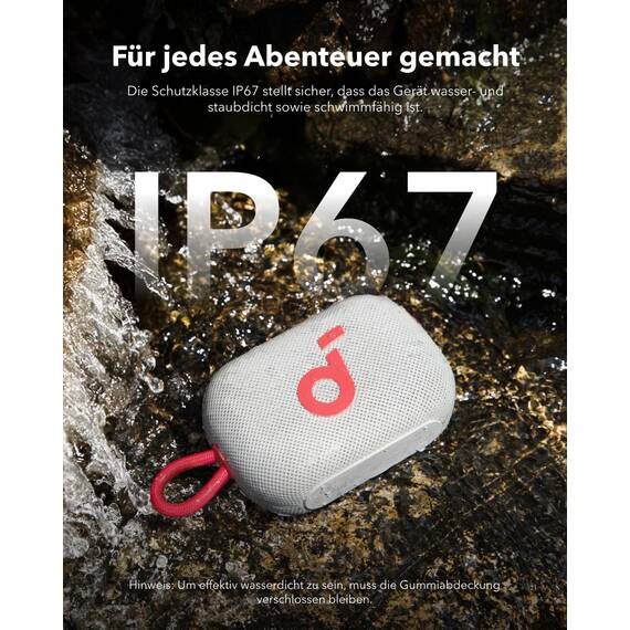 soundcore Select 4 Go Bluetooth Lautsprecher, ultraportabel, bis zu 20h Wiedergabe, IP67 Wasser- und Staubschutz, schwimmfähig, kraftvoller Sound, für drinnen und draußen, Wandern und Radfahren