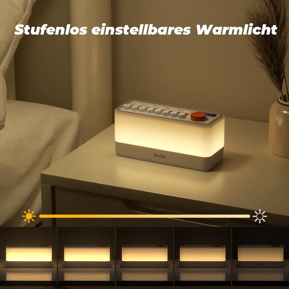 RIENOK Bluetooth Lautsprecher mit Licht Nachttischlampe 11 Farbe RGB Licht Dimmbar Nachtlicht 8 Naturgeräusche Sound Machine Baby Geschenke für Mädchen Kinder Teenager Frauen