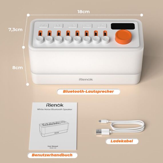 RIENOK Bluetooth Lautsprecher mit Licht Nachttischlampe 11 Farbe RGB Licht Dimmbar Nachtlicht 8 Naturgeräusche Sound Machine Baby Geschenke für Mädchen Kinder Teenager Frauen