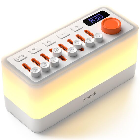 RIENOK Bluetooth Lautsprecher mit Licht Nachttischlampe 11 Farbe RGB Licht Dimmbar Nachtlicht 8 Naturgeräusche Sound Machine Baby Geschenke für Mädchen Kinder Teenager Frauen