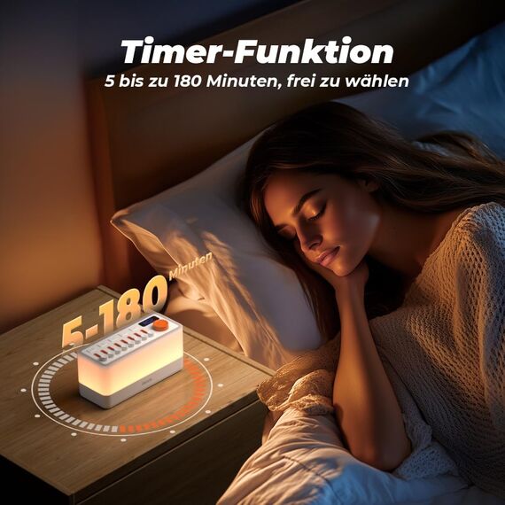 RIENOK Bluetooth Lautsprecher mit Licht Nachttischlampe 11 Farbe RGB Licht Dimmbar Nachtlicht 8 Naturgeräusche Sound Machine Baby Geschenke für Mädchen Kinder Teenager Frauen
