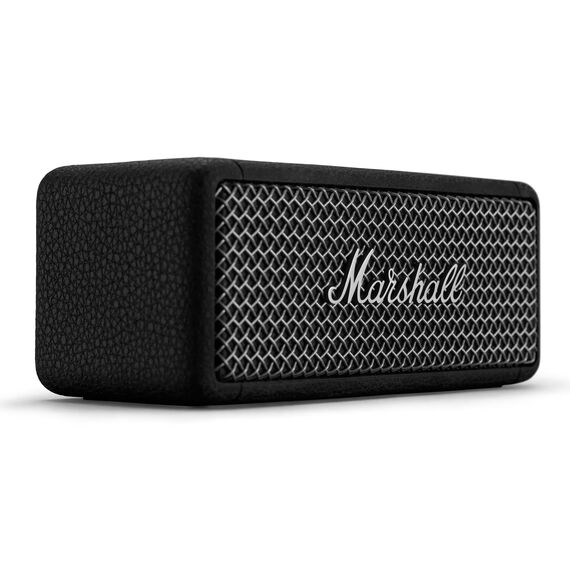 Marshall Emberton II tragbare Bluetooth Lautsprecher, kabellos, koppelbar, IP67 Staub und wasserfest, über 30 Stunden Spielzeit, Schnellladung, Innen- und Außenlautsprecher - Schwarz und Stahl