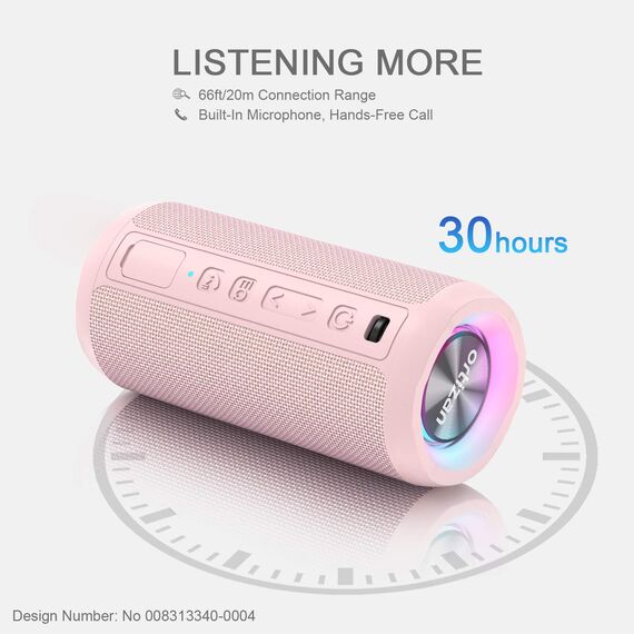 Ortizan Bluetooth Lautsprecher mit Licht, Musikbox Tragbarer Bluetooth Box mit IPX7 wasserdicht, Dualen Bass-Treibern, 30h Akku, Freisprechfunktion für Phone, Draußen