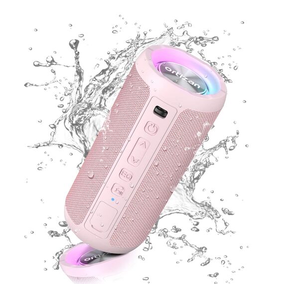 Ortizan Bluetooth Lautsprecher mit Licht, Musikbox Tragbarer Bluetooth Box mit IPX7 wasserdicht, Dualen Bass-Treibern, 30h Akku, Freisprechfunktion für Phone, Draußen