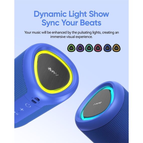 AY Tragbarer Bluetooth Lautsprecher mit Licht, Musikbox Bluetooth mit Leistungsstarker Kristallklarer Klang, IPX5 Wasserdicht,AUX&TF-Karteneingang, Stereo-Paarung, 24h Akku Perfekt für Zuhause,Draußen