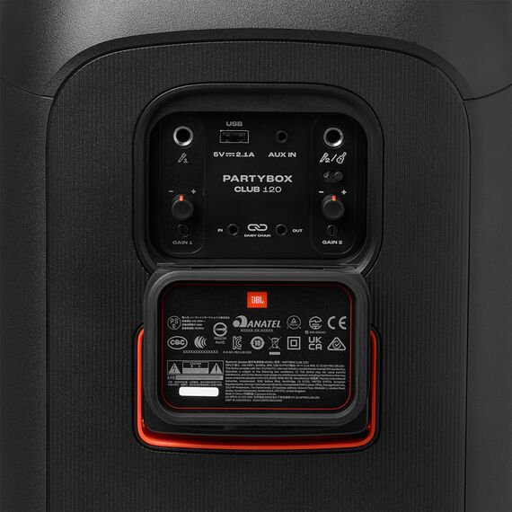 JBL PartyBox Stage 120 in Schwarz – Tragbare Bluetooth-Lautsprecher-Box mit JBL Pro Sound, Lichtshow, KI-Sound-Boost und Teleskopgriff – 12 h Laufzeit, UK Stecker (Typ G)