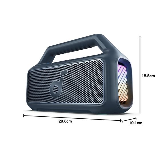 soundcore by Anker, Boom 2 Outdoor-Lautsprecher, 80W, Subwoofer, BassUp 2.0, 24h Akku, IPX7 Wasserdicht & Schwimmt, LED-Licht, USB-C, EQ, BT 5.3, Mobiler Bluetooth-Speaker, Camping, Strand, Garten