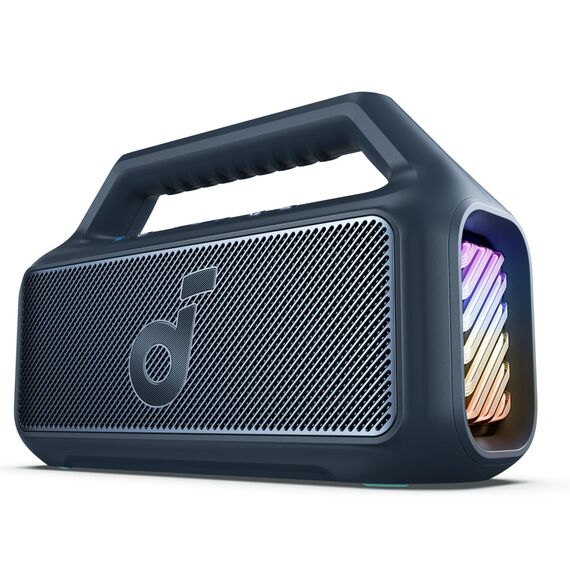 soundcore by Anker, Boom 2 Outdoor-Lautsprecher, 80W, Subwoofer, BassUp 2.0, 24h Akku, IPX7 Wasserdicht & Schwimmt, LED-Licht, USB-C, EQ, BT 5.3, Mobiler Bluetooth-Speaker, Camping, Strand, Garten