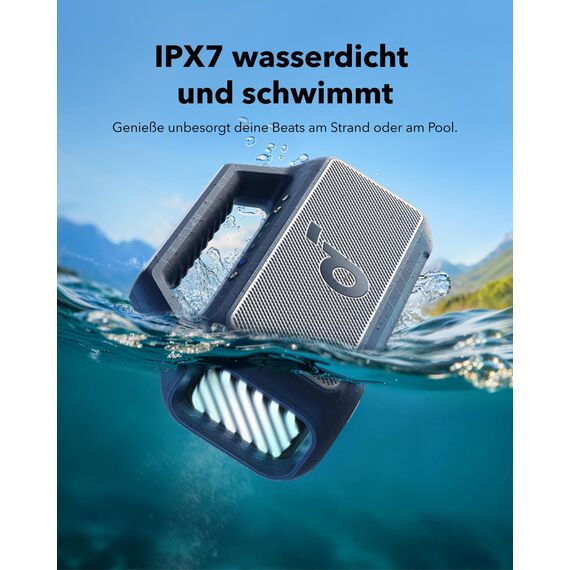 soundcore by Anker, Boom 2 Outdoor-Lautsprecher, 80W, Subwoofer, BassUp 2.0, 24h Akku, IPX7 Wasserdicht & Schwimmt, LED-Licht, USB-C, EQ, BT 5.3, Mobiler Bluetooth-Speaker, Camping, Strand, Garten