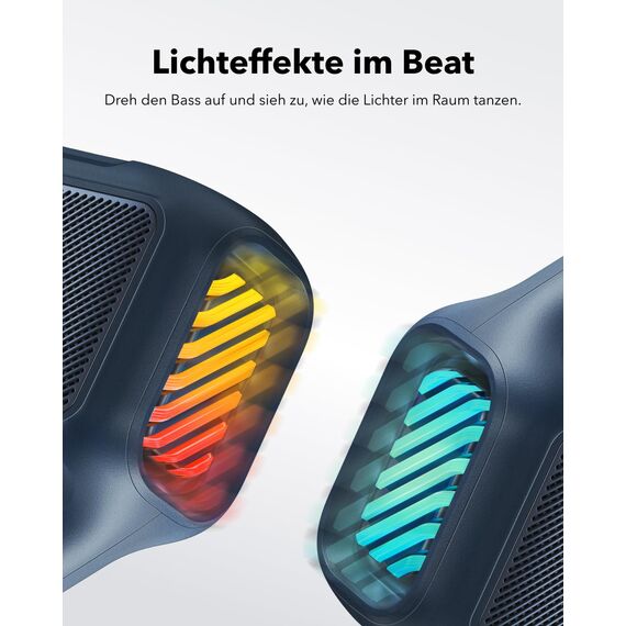 soundcore by Anker, Boom 2 Outdoor-Lautsprecher, 80W, Subwoofer, BassUp 2.0, 24h Akku, IPX7 Wasserdicht & Schwimmt, LED-Licht, USB-C, EQ, BT 5.3, Mobiler Bluetooth-Speaker, Camping, Strand, Garten