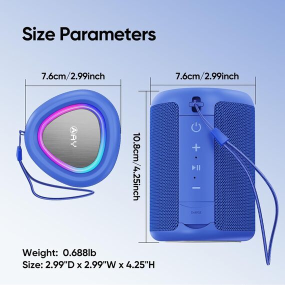 AY Tragbarer Bluetooth Lautsprecher mit Licht, Musikbox Bluetooth mit Leistungsstarker Kristallklarer Klang, IPX5 Wasserdicht,AUX&TF-Karteneingang, Stereo-Paarung, 24h Akku Perfekt für Zuhause,Draußen