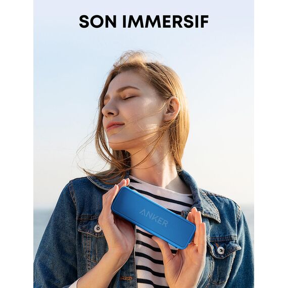 Anker SoundCore 2 Bluetooth Lautsprecher mit Dual Treiber Bass, 24h Spielzeit, Upgraded IPX7 Wasserfest mit Eingebauten Mikrofon, Kabelloser Lautsprecher(Schwarz)(Generalüberholt)