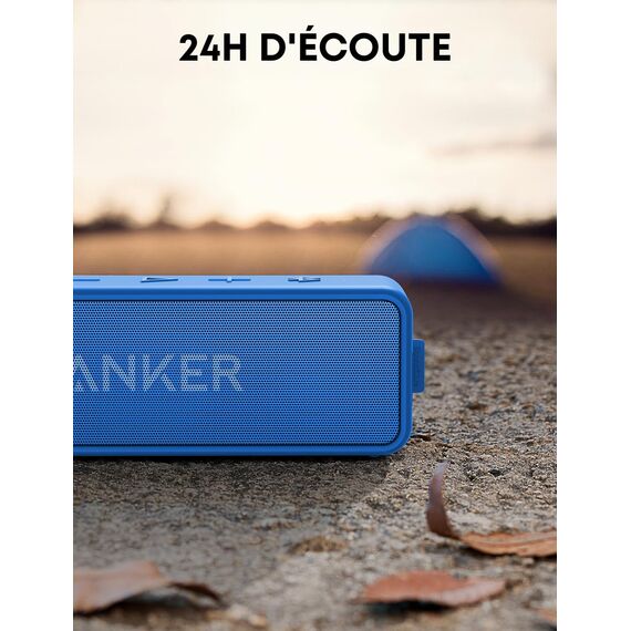 Anker SoundCore 2 Bluetooth Lautsprecher mit Dual Treiber Bass, 24h Spielzeit, Upgraded IPX7 Wasserfest mit Eingebauten Mikrofon, Kabelloser Lautsprecher(Schwarz)(Generalüberholt)