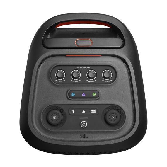 JBL Partybox Stage 320 in Schwarz – Tragbare Bluetooth-Lautsprecher-Box mit JBL Pro Sound, Lichtshow, KI-Sound-Boost, Rollen und Teleskopgriff – 18 h Laufzeit