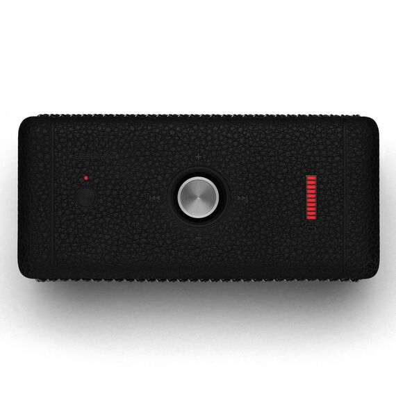 Marshall Emberton II tragbare Bluetooth Lautsprecher, kabellos, koppelbar, IP67 Staub und wasserfest, über 30 Stunden Spielzeit, Schnellladung, Innen- und Außenlautsprecher - Schwarz und Stahl