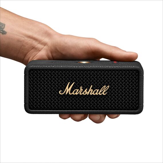 Marshall Emberton III tragbare Bluetooth Lautsprecher, kabellos, IP67 Staub und wasserfest, über 32 Stunden Spielzeit - Schwarz und Messing