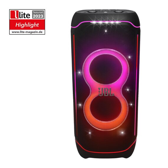 JBL PartyBox Ultimate – Kraftvoller Lautsprecher mit Bluetooth und Wifi – JBL Pro Sound mit Lichteffekten – Wasserfest und mit Rädern zum einfachen Transport – Schwarz