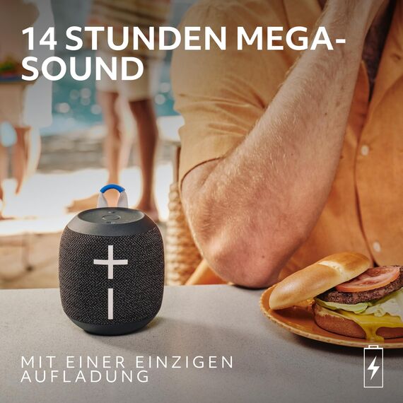 Ultimate Ears Wonderboom 4 – mobiler, wasserdichter Bluetooth-Lautsprecher mit satten Tiefen und 360-Grad-Klang, staubdichter, schwimmfähiger Lautsprecher mit Einer Reichweite von 40m - Schwarz