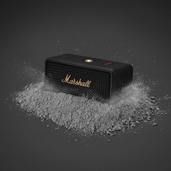 Marshall Emberton III tragbare Bluetooth Lautsprecher, kabellos, IP67 Staub und wasserfest, über 32 Stunden Spielzeit - Schwarz und Messing
