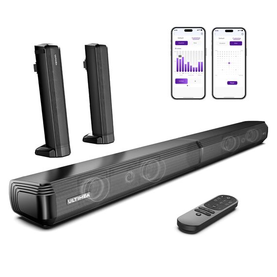 ULTIMEA 2.2 Soundbar für TV Geräte, VoiceMX, App-gesteuerten, 100W Teilbare 2-in-1 TV Soundbar, TV Lautsprecher mit 3 EQ-Modi, Bass Einstellbare, Bluetooth® 5.3, ARC/Opt/Aux, Apollo S40 Pro, 2025