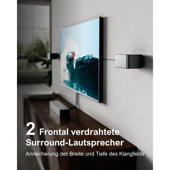 ULTIMEA 7.1 Surround Sound System für TV mit Dolby Atmos, App Steuerung, 4 kabelgebundene Surround-Lautsprecher, 460W Soundbar für Smart TV mit Wireless Subwoofer, Heimkino Sound System, Poseidon D80