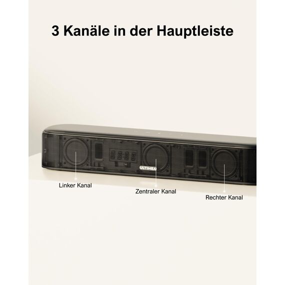 ULTIMEA 7.1ch Soundbar für TV Geräte, Heimkino Surround Sound System, 4 Surround Lautsprechern, 4" Subwoofer, App Steuerung, einstellbarem EQ, Bluetooth® 5.3, Aura A40