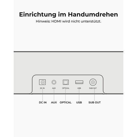 ULTIMEA 2.1 Soundbar für TV Geräte mit integriertem Subwoofer, APP-Steuerung, 132W All-in-One PC Soundbar für Gaming, TV Lautsprecher mit Verstellbarem Bass, Bluetooth® 5.4, Opt/AUX, Poseidon M20 Pro