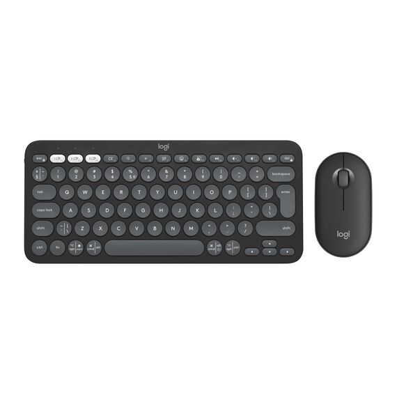Logitech Pebble 2 Combo, kabellose Tastatur und Maus, leise und tragbar, anpassbar, Logi-Bolt, Bluetooth, Easy-Switch für Windows, macOS, iPadOS, Chrom, ARA-Layout - Graphit