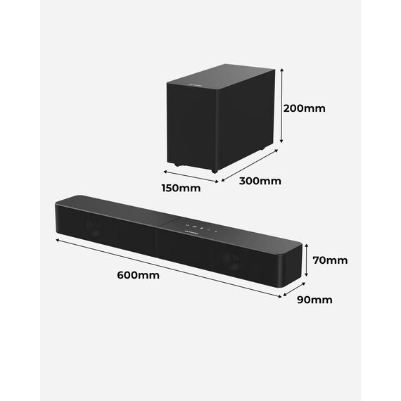 ULTIMEA Soundbar mit kabellosem Subwoofer, VoiceMX & BassMX, App-Steuerung, Bluetooth 6.0, 2.1ch Soundbar für TV Geräte, Einstellbarer Bass, HDMI, Optisch, Poseidon M30, 2026