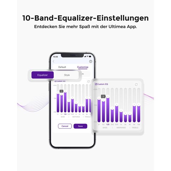 ULTIMEA 2.1 Soundbar für TV Geräte mit integriertem Subwoofer, APP-Steuerung, 132W All-in-One PC Soundbar für Gaming, TV Lautsprecher mit Verstellbarem Bass, Bluetooth® 5.4, Opt/AUX, Poseidon M20 Pro