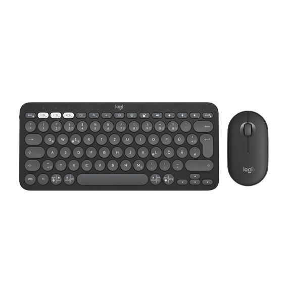 Logitech Pebble 2 Combo, kabellose Tastatur und Maus, leise und mobil, anpassbar, Logi Bolt, Bluetooth, Easy-Switch für Windows, macOS, iPadOS, Chrome - Deutsches QWERTZ-Layout, Weiß