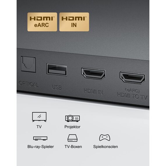 ULTIMEA 7.1 Surround Sound System für TV mit Dolby Atmos, App Steuerung, 4 kabelgebundene Surround-Lautsprecher, 460W Soundbar für Smart TV mit Wireless Subwoofer, Heimkino Sound System, Poseidon D80