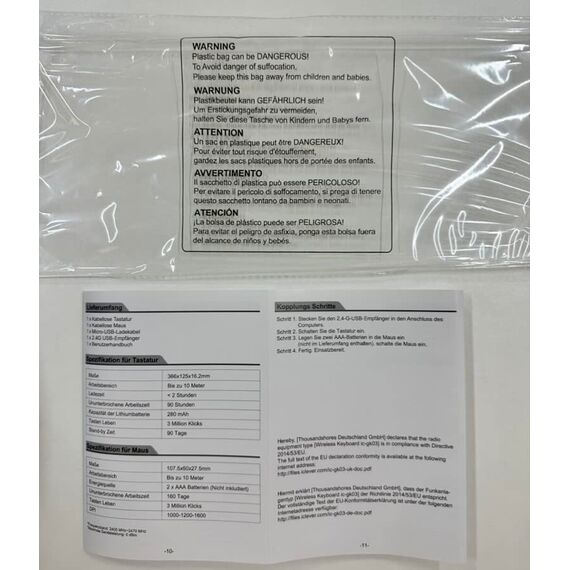 iClever Kabellos Tastatur Maus Set, Wiederaufladbare Kabellose Tastatur und Maus, QWERTZ Layout (Deutsch), Ultra Thin für Computer/Desktop/PC/Laptop/Windows 10/8/7, Weiß und Silber