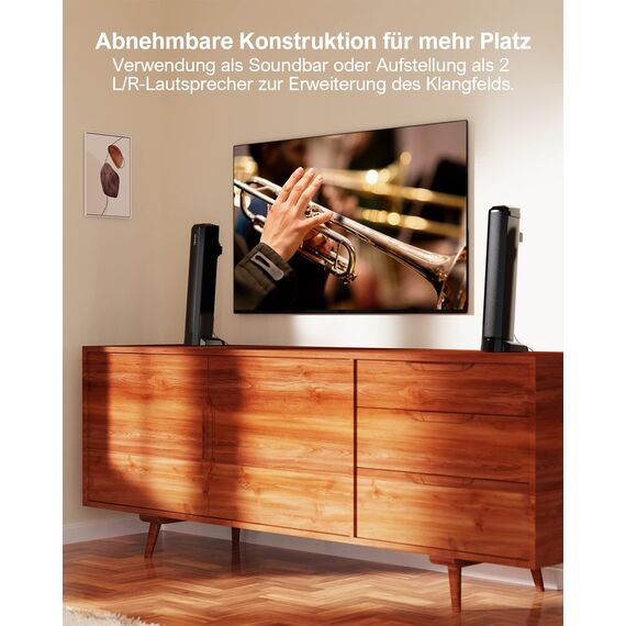 ULTIMEA 2.2 Soundbar für TV Geräte, VoiceMX, App-gesteuerten, 100W Teilbare 2-in-1 TV Soundbar, TV Lautsprecher mit 3 EQ-Modi, Bass Einstellbare, Bluetooth® 5.3, ARC/Opt/Aux, Apollo S40 Pro, 2025