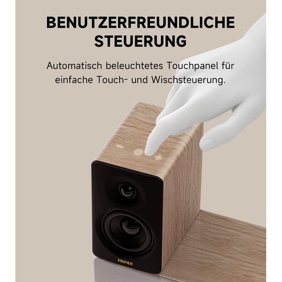 Edifier M60 Multimedia-Lautsprecher Bluetooth 5.3, 66W RMS, Hi-Res Audio & Hi-Res Wireless Audio, LDAC, 3" Mittelbass & 1" Hochtöner, USB-C & Aux-Eingänge, Kompakter Desktop Lautsprecher - Klasse Oak