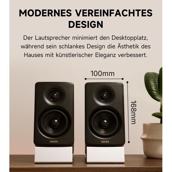 Edifier M60 Multimedia-Lautsprecher Bluetooth 5.3, 66W RMS, Hi-Res Audio & Hi-Res Wireless Audio, LDAC, 3" Mittelbass & 1" Hochtöner, USB-C & Aux-Eingänge, Kompakter Desktop Lautsprecher - Klasse Oak