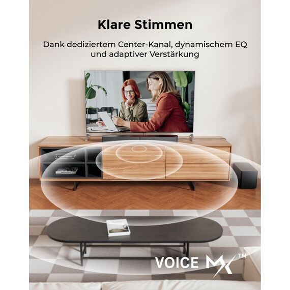 ULTIMEA 5.1ch Soundbar mit Dolby Atmos, VoiceMX, BassMX, APP, Heimkino 4D Surround Sound System, 340W Soundbar für TV Geräte mit Subwoofer, Bluetooth® 5.4, Poseidon M60 Boom