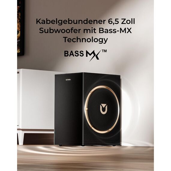 ULTIMEA Soundbar 3.1.2-Kanal-Surround-Sound-System für Fernseher mit 6,5-Zoll-Subwoofer, Soundbar für TV-Geräte mit Subwoofer für Heimkino, BT 5.4, HDMI eARC, Skywave F30 Boom