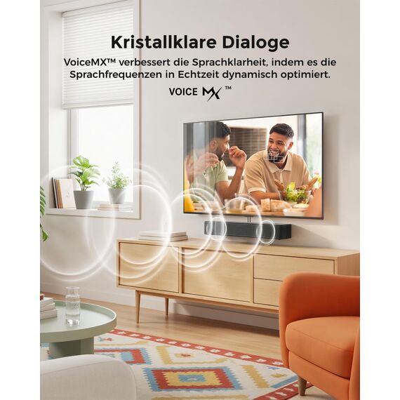 ULTIMEA 2.1 Soundbar für TV Geräte mit integriertem Subwoofer, APP-Steuerung, 132W All-in-One PC Soundbar für Gaming, TV Lautsprecher mit Verstellbarem Bass, Bluetooth® 5.4, Opt/AUX, Poseidon M20 Pro