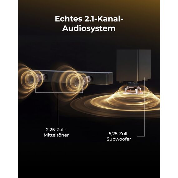 ULTIMEA Soundbar mit kabellosem Subwoofer, VoiceMX & BassMX, App-Steuerung, Bluetooth 6.0, 2.1ch Soundbar für TV Geräte, Einstellbarer Bass, HDMI, Optisch, Poseidon M30, 2026