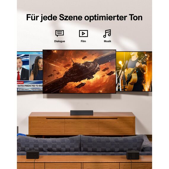 ULTIMEA 5.1 Soundbar mit Subwoofer, Soundbar für TV mit Dolby Atmos, Heimkino Soundsystem mit 2 Rear-Lautsprechern, Surround Sound, App-Steuerung, einstellbarem Bass, HDMI, Bluetooth®, Poseidon D60