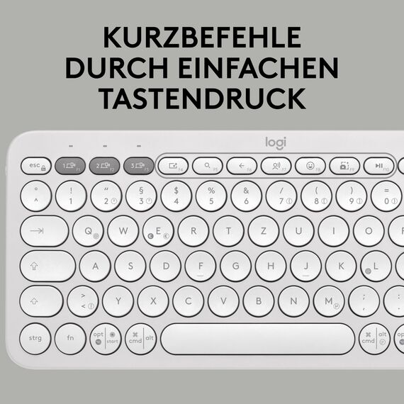 Logitech Pebble 2 Combo, kabellose Tastatur und Maus, leise und mobil, anpassbar, Logi Bolt, Bluetooth, Easy-Switch für Windows, macOS, iPadOS, Chrome - Deutsches QWERTZ-Layout, Weiß